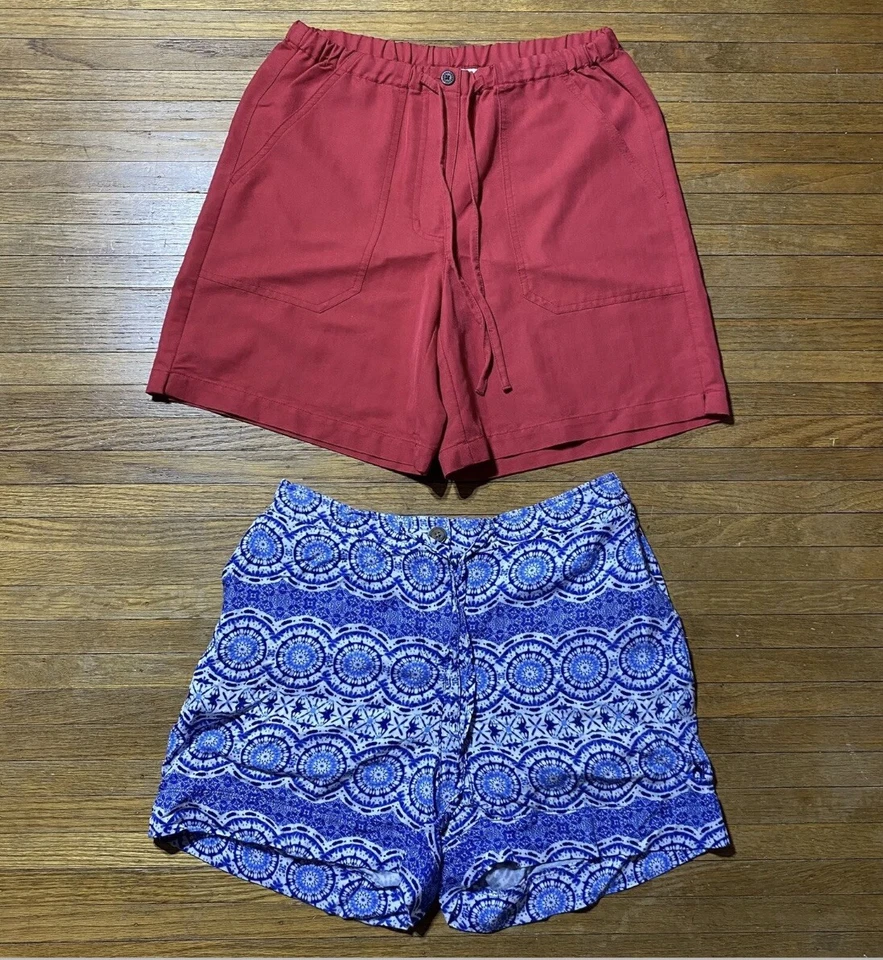 Pantalones Cortos Caribbean Joe Talla Pequeña Lote de 2, Cintura Elástica Rojo y Azul Pantalones Cortos 2 Unidades Foto 2 de 4