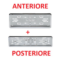 PORTATARGA ANTERIORE E POSTERIORE PER AUTO IN ABS CROMO + VITI UNIVERSALE