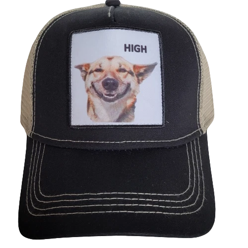 HIGH Hat Dog Trucker Baseball Cap Mesh Panel Adjustable One Size Snap Back New