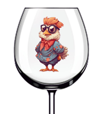 12 x süßes Huhn buntes Weinglas Flasche Becher Vinyl Aufkleber Abziehbild a6179