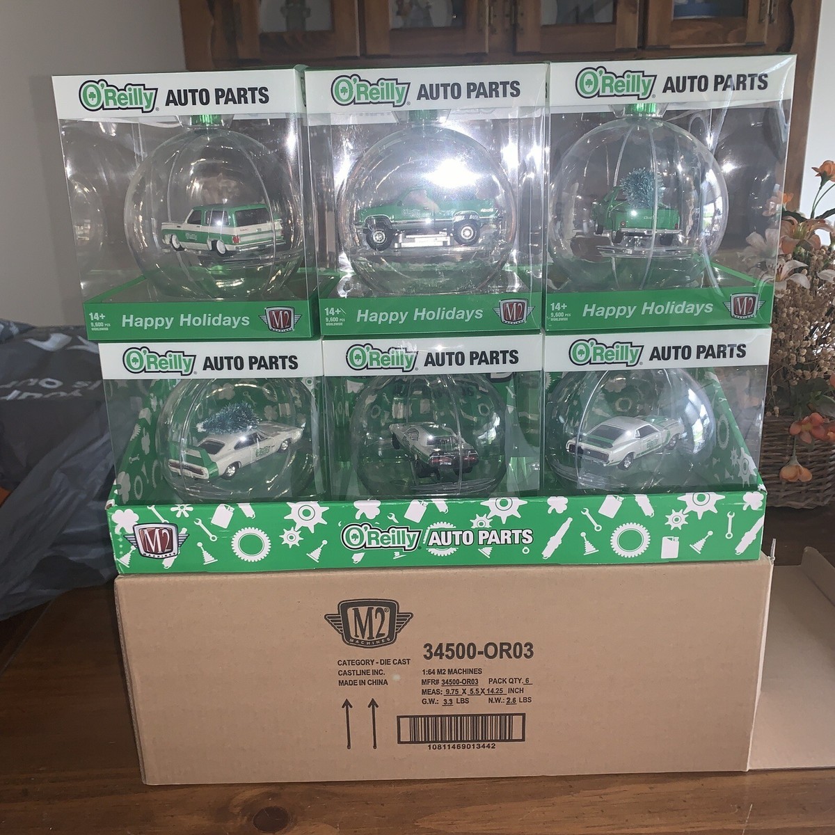 M2 2023 O'Reilly's Christmas Ornaments Complete Set Of 6 W