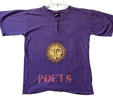 Vintage Rag Poets Sun Face T Shirt Purple Mens Large 100% Cotton Made In USA