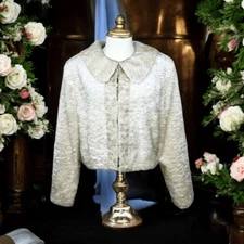 Vintage Victor Costa Evening Cream Jacket Embroidered with Rhinestones Size XL