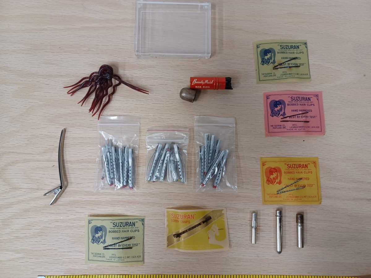 Vintage Beauty Maid Bob Pins Suzuran advertisement Hair Clips Bobby Snaps AD lot