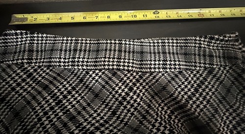 East 5th Black White Plaid Houndstooth Satin Lined Long Crepe Maxi Skirt - Picture 5 of 7
