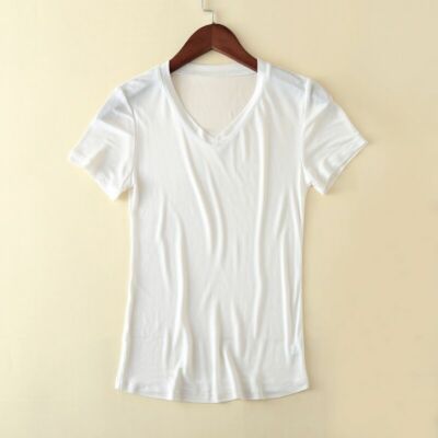 Maglietta Donna Collo V T Shirt Lunga Donna Magliette Tinta Unita Lunghe Femminili Scollate Manica Corta Carine Tunica Top Maglie Maniche Corte Oversize Estive Larghe Maglia Per Signora Bianco S - Foto 3