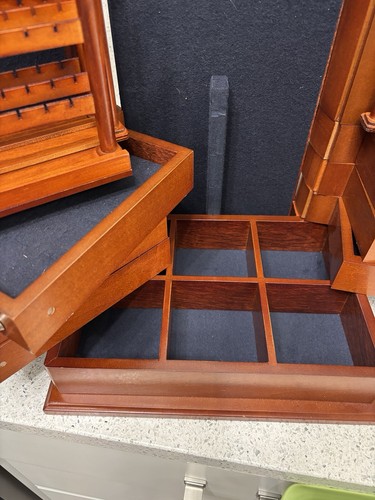 Lori Greiner 5 Tier Multi Compartments Jewelry Box Cherry Wood Mirror - Heavy - Picture 5 of 19