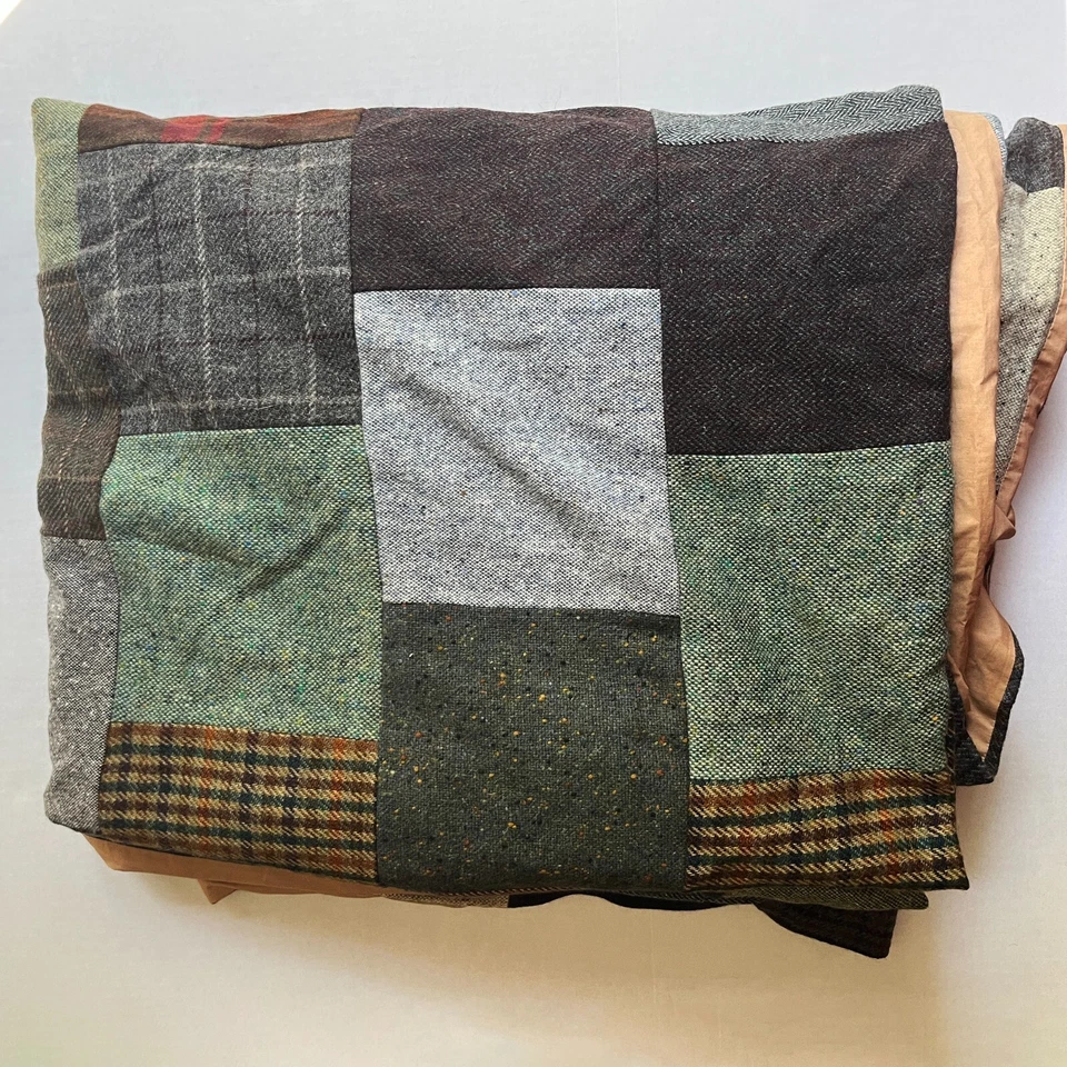 Manta edredón Hanna Hats Donegal Irlanda tweed retazos pura lana nueva 90x96 Foto 3 de 4