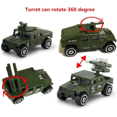 6 Pack Military Vehicle Diecast Army Toys Metal Model Car Tank