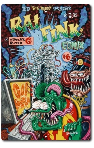 Sign Rat Fink Tin Wall Metal 8X12 Hot Rod Garage Vintage Racing Man Cave