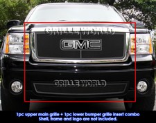 Fits 2007-2012 Gmc Sierra 1500 New Body Stainless Black Mesh Grille Insert Combo