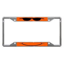 Cool Face Orange Metal License Plate Frame Tag Border Four Holes