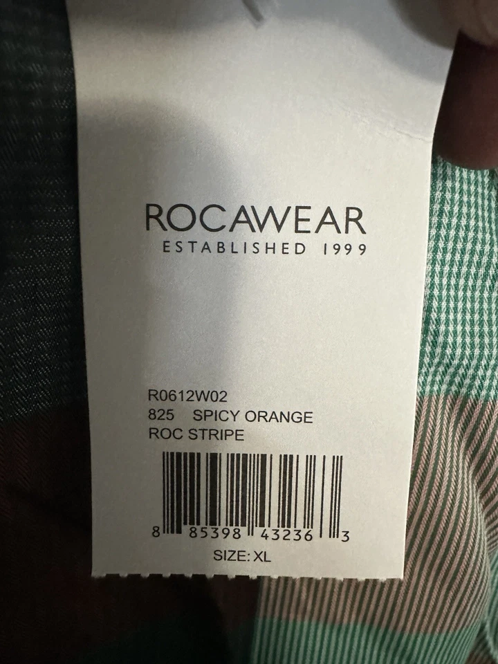 Camisa con botones Rocawear naranja picante manga larga a cuadros para hombre talla XL Foto 2 de 4