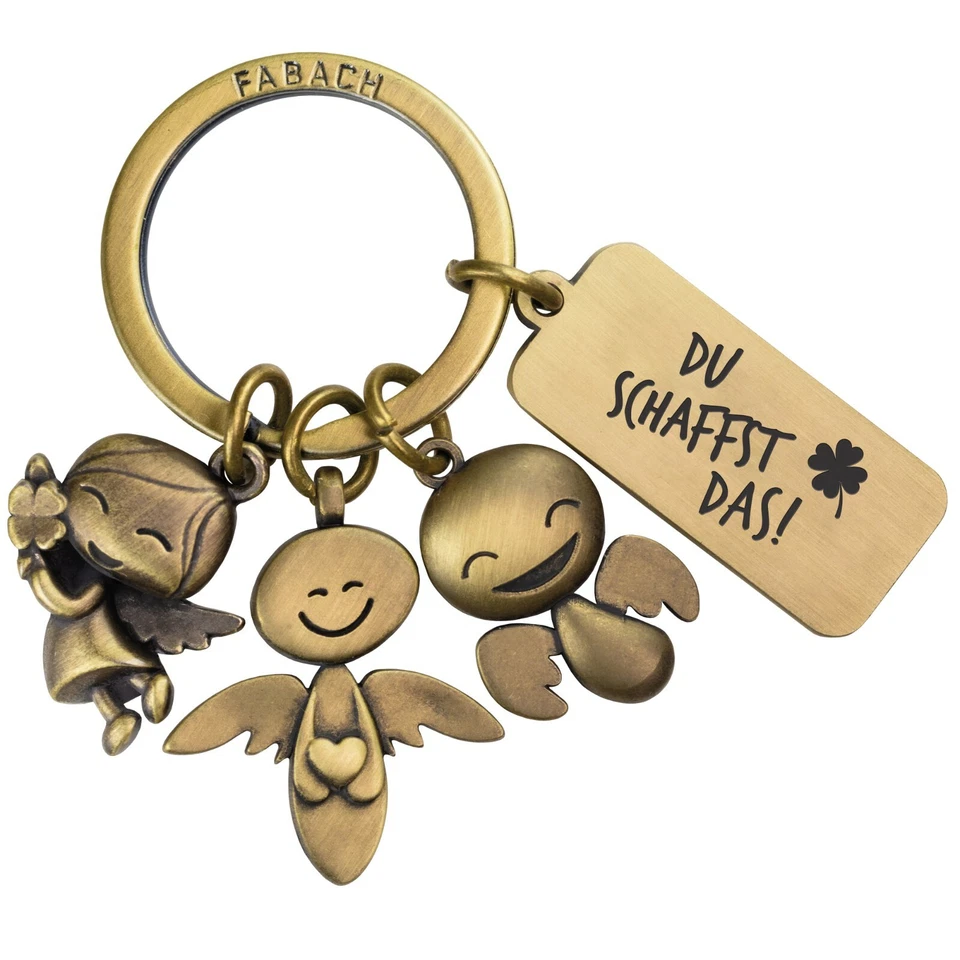 FABACH Schutzengel Schlüsselanhänger 3 Engel Gravur, Glücksbringer Prüfung Viel Erfolg