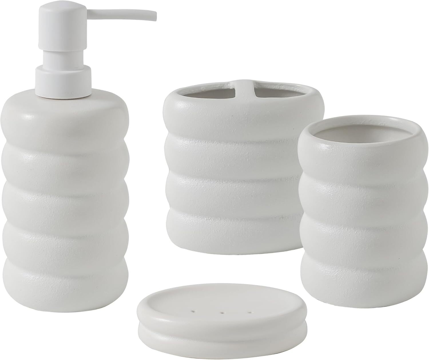 SURUI 4-Piece Bathroom Ceramic Accessories Set, Black＆white
