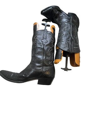 RARE? CUADRA Western Boots Black Leather Snake Skin Boots  display picture 3