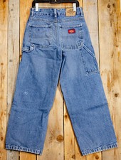 Girl's Dickies Adjustable Waist Straight Leg Denim Blue Jeans size 12 26x25