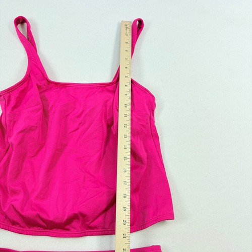 Lands End Women's Two Piece Tankini Swimsuit Size 14 Neon Pink Beach Bright Fun - Picture 10 of 10