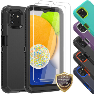 For Samsung Galaxy A03 A02S A03S Case Shockproof Hybrid Cover + Screen Protector