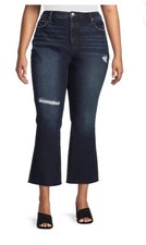 Terra  Sky High-Rise Cropped Bootcut Jeans Plus Size 20W Distressed Stretch New