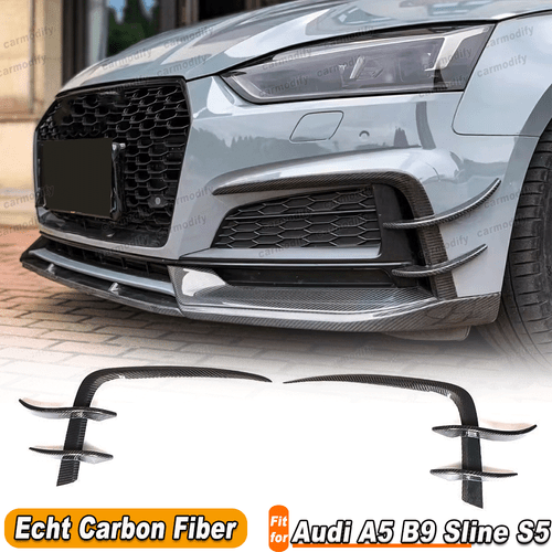 Für Audi A5 Sline S5 17-19 Carbon Front Stoßstangen Flossen Flap Canard Splitter - Bild 1 von 13