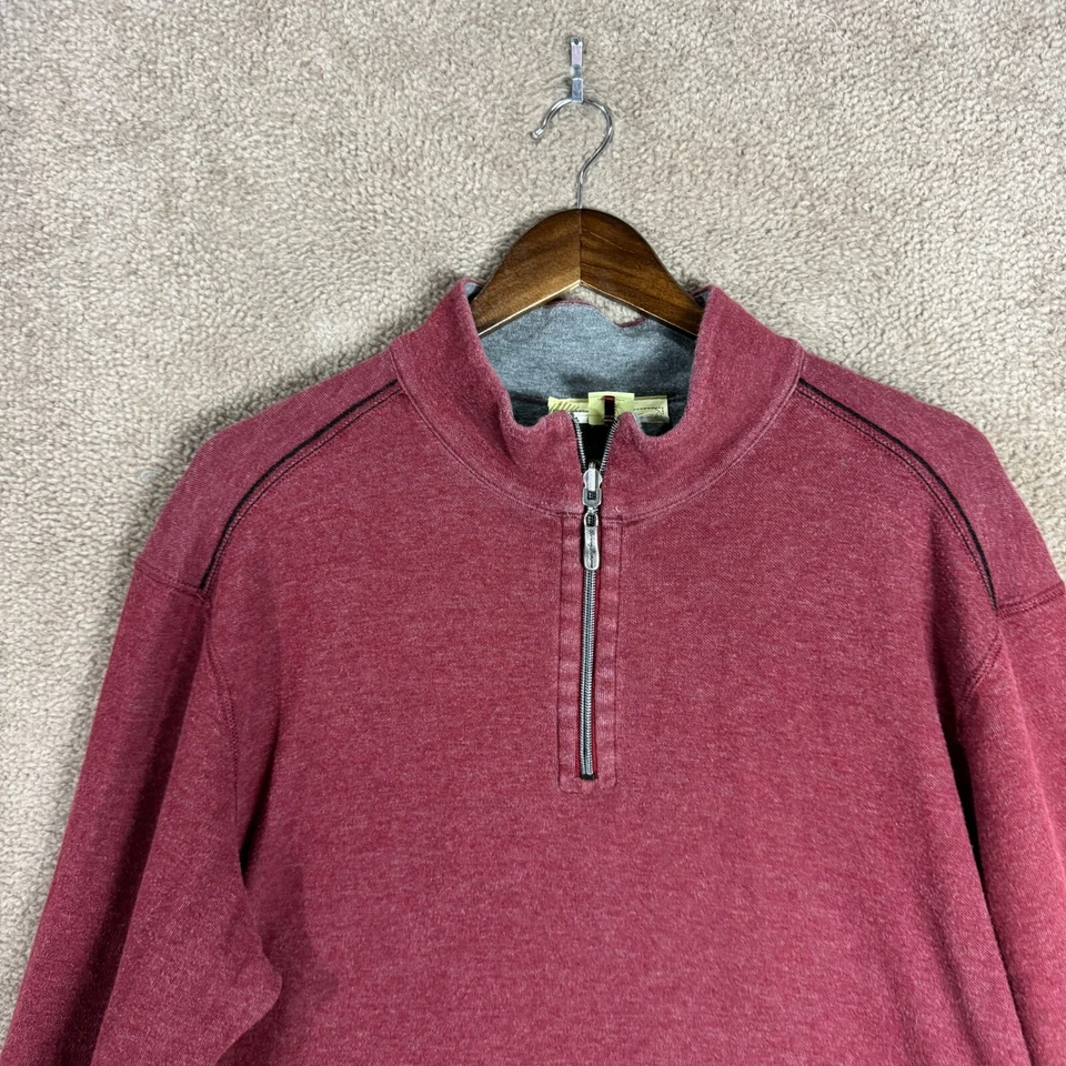 Tommy Bahama Sudadera Para Hombre Talla XL Rojo Cuarto Cremallera Pullover Manga Larga Algodón Foto 2 de 4
