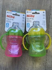 2 Pack Nuby Two-Handle No-Spill Super Spout Grip N' Sip Cup, 8 Ounce, Colors ...