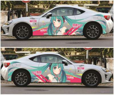 Anime ITASHA Hatsune Miku Car Wrap Car Stickers Car Decal Fits with any cars 