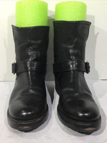 Frye Womens Size 5.5 Natalie Short Black Leather Engineer Boots $348 ZF-19 - Picture 2 of 10