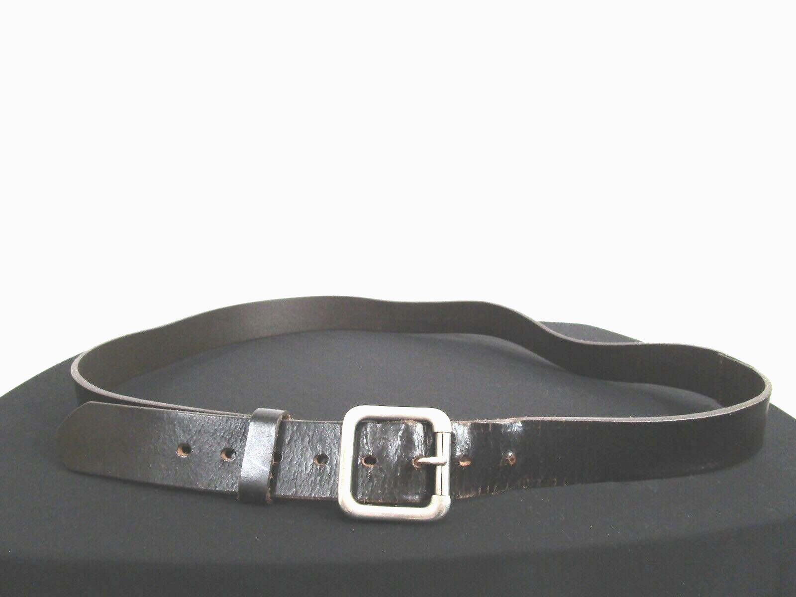 Dark Brown Leather Silver Buckle Men's Work Belt Size 50, 48"55" eBay