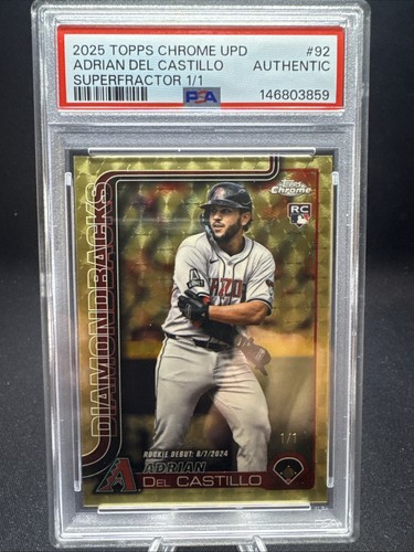 2025 Topps Chrome Upd Adrian Del Castillo Super 1/1 RC Rookie PSA Auth