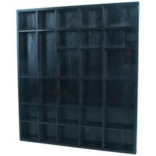 Wall Display Shelf Black Wooden Cabinet 28 Compartments for Miniatures Crystals