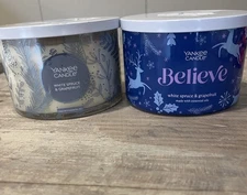 Yankee Candle Holiday White Spruce And Grapefruit 2 16oz Candles New 32oz Total