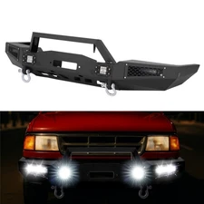 For Ford Ranger 1993-1997 Front Bumper W/ Winch Plate LED Lights D-Rings Steel