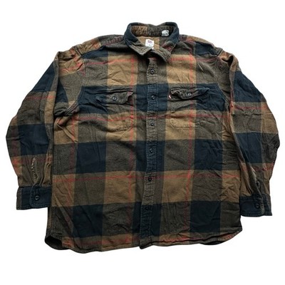 Levis Classic Worker Overshirt Godlisch Flannel Men XL Long Sleeve Pocket Brown 
