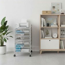 6-Tier Rolling File Cart Rolling File Storage Cabinet Mesh File Cabinet w/Wheels