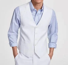Tommy Hilfiger Modern-Fit Linen White Suit Vest M NEW $125