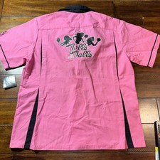 Cruisin USA  Pink Bowling Button Up Shirt Short Sleeve Size Medium
