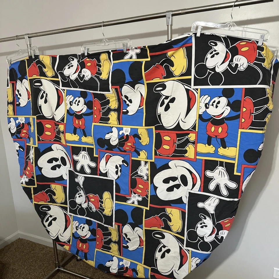 Disney Mickey Mouse Color Block Cuadrados Ajustable Sábana COMPLETA Años 90 Como Está Con Defectos Foto 2 de 4