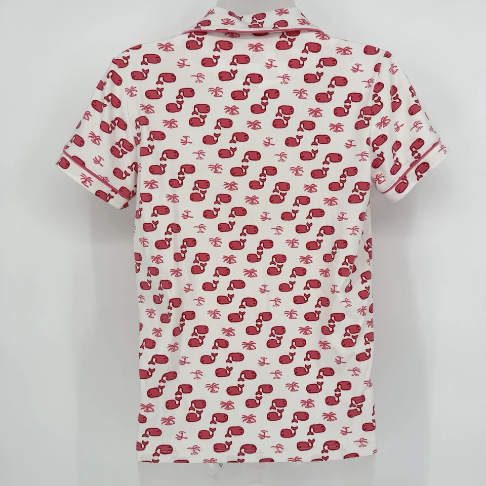 Roberta Roller Rabbit Talla XS Rosa Ballenas Moby Polo Pijama Top Abotonado Salón Foto 3 de 4