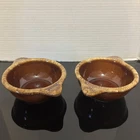 (2) HULL Drip Oven Proof Ramekin Custard Cups/Bowls w/ Tab Handles -Made in USA