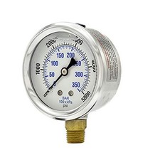 Professional Grade 0 to 5000 PSI Pressure Gauge Dual Scale Liquid Filled 2.5 ...