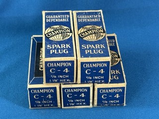 NOS Lot of 5 Champion C 4 VTG Unused Spark Plugs w/ Original Boxes & Wrap