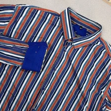 VISCONTI Long Sleeve Shirt Colorful Striped Mens 2XLT Tall Flip Cuff