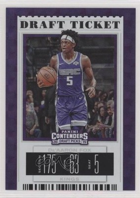 2019 Contenders Draft Picks Ticket Hyper 33/75 De'Aaron Fox (Purple Jersey) 7y2