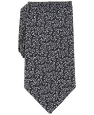 MICHAEL KORS Black Linley Floral Silk Blend Neck Tie NEW
