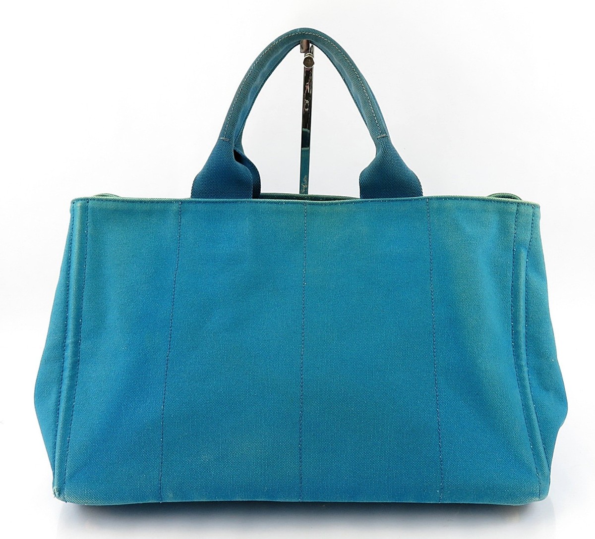 Authentic PRADA Canapa Blue Canvas Hand Tote Bag Purse #63563 | eBay