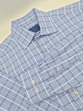 🇺🇲 David Donahue Men's Trim Fit Shirt 15.5x35 Blue Check