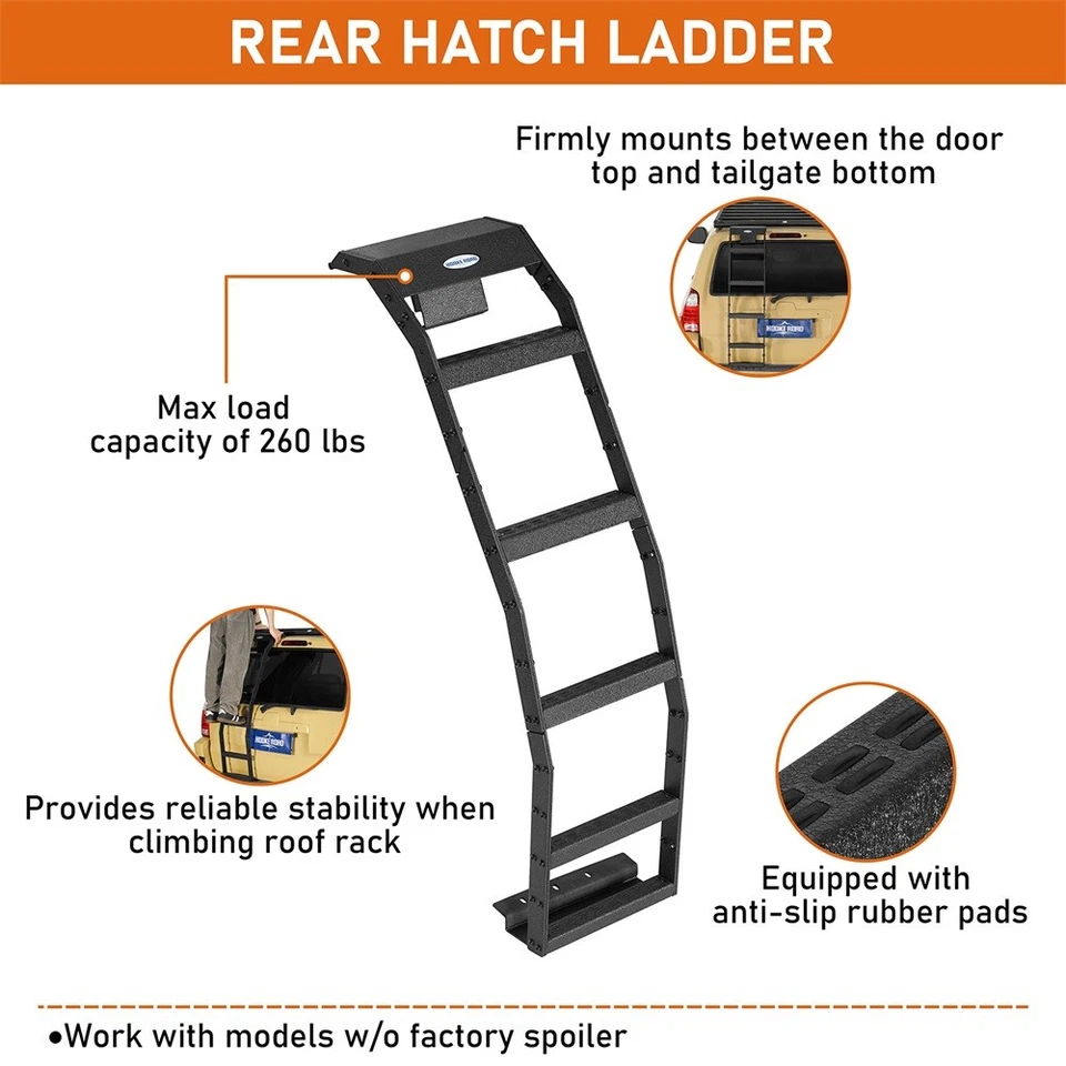 Steel Rear Hatch Ladder Fit Toyota 4Runner 2003 2004 2005 2006 2007 2008 2009 - Image 2 of 4