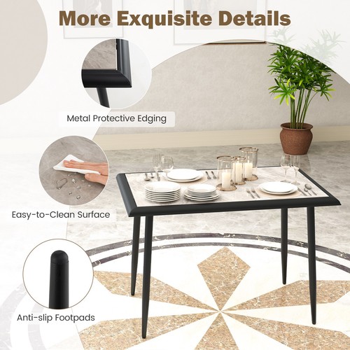 Sintered Stone Dining Table Rectangular Kitchen Table Indoor Breakfast Table - Picture 5 of 8